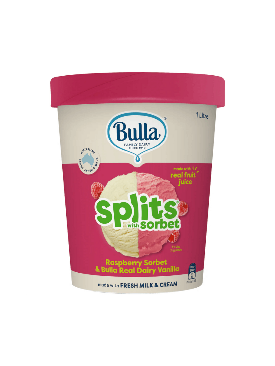 BULLA SPLITS WITH SORBET RASPBERRY SORBET 1L – Village Grocer ...